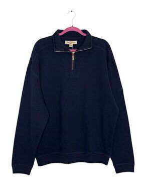 Tommy Bahama Marlin Edgier Aruba Zip Knit Top Mens Indigo Navy Blue XL NWT